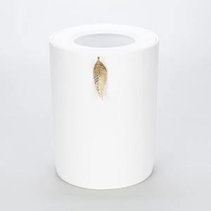 Poubelle décorative de luxe en résine noire et or avec motif feuille pour salle de bain, chambre, bureau ou salon - Product Image 4