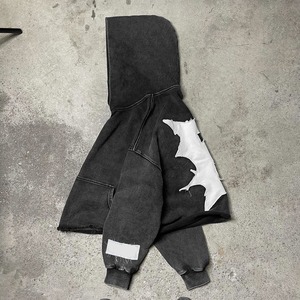 Sudadera con capucha corta de lujo para hombre, gruesa, con lavado ácido y bordado gráfico, top corto de invierno, venta al por mayor, personalizada - Product Image 2