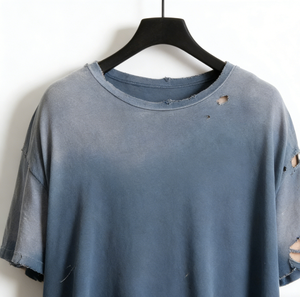 Men's Streetwear Tshirt Custom Logo Heavyweight 100% Cotton Oversize Plus Size Washed Vintage Distressed Cropped Boxy Fit 2026 - Product Image 3