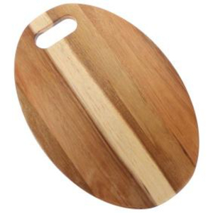 Planche à découper ovale en bois d'acacia naturel de qualité supérieure avec poignée intégrée, réversible, écologique, pour couper et servir - Product Image 6