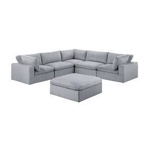 Set Modulare Sezionale 6 Pezzi Grigio Scuro in Velluto a Coste per Soggiorno: 3 Angolari, 2 Poltrone Senza Braccioli, 1 Pouf - Product Image 2