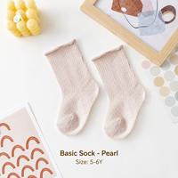 Calcetines Básicos Premium para Niños BOHOPANNA, Tela Suave y Delicada, Ajuste Flexible, Color Perla, Talla 5 6Años, Certificación SNI, Comodidad Diaria
