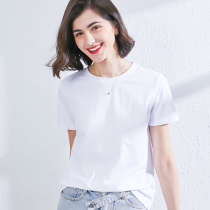 Camiseta de Manga Corta Casual para Mujer, Talla Grande, Oversize, Transpirable, de Algodón Orgánico Ecológico, con Diseño Personalizable - Product Image 1