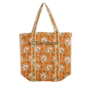 Eco-Friendly Women's Striped Cotton Quilted <b>Long</b> Handle Tote <b>Bag</b> Bohemian Style Multi-Colour Large (>50cm) Everyday Shopping - Product Image 6