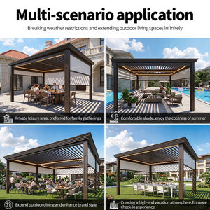 Pérgola bioclimática de aluminio de lujo para jardín exterior con un sistema de techo de lamas ajustables - Product Image 5