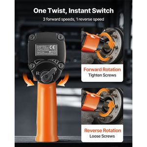 Llave de Impacto Neumática Ligera de 1/2 Pulgada con Torque de hasta 738 ft-lb para Aflojar Tuercas, Tamaño Compacto, Pistola para Reparación Automotriz - Product Image 4