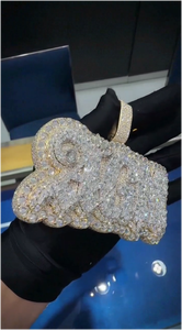 จี้เพชร VVS แบบแฟนซีคัท สลักชื่อ สร้อยคอผู้ชาย เงินแท้ 925 ประดับเพชรแบบ Iced Out จี้ตัวอักษรฮิปฮอป ประดับเพชรโมอิสซาไนต์ - Product Image 4