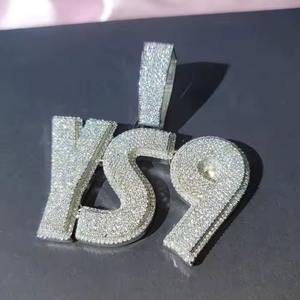 Collier personnalisé avec pendentif grand prénom en diamant Moissanite VVS et chaîne cubaine, tendance, pour homme, accessoire de bijouterie - Product Image 3