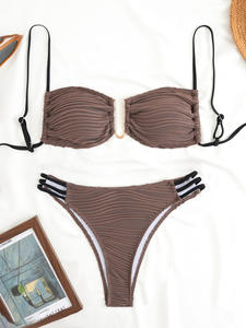 Traje de baño bikini de chifón sólido europeo-americano transfronterizo de dos piezas, sexy y cómodo para mujer, traje de baño de comercio exterior - Product Image 5