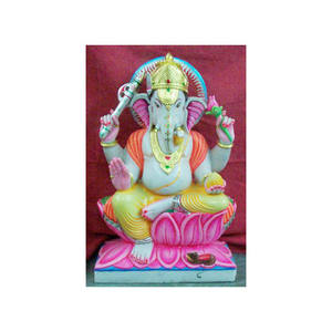 Beautiful Most New Popular Of Indian God Handmade Pure White Makrana <b>Marble</b> Ganesh Ji Statue With Chowki Stand And Golden Mukut - Product Image 4