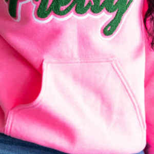 Sweat-shirt à capuche personnalisé rose et vert, à manches longues, en polaire, décontracté, tendance, avec imprimé graphique mignon, vêtements streetwear pour femmes - Product Image 3