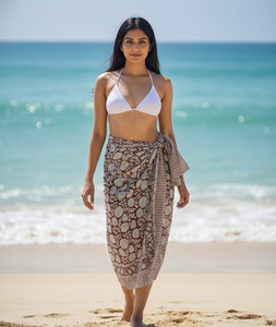 Pareo de algodón estampado a mano con motivos florales al por mayor, cubierta de playa étnica sostenible, textil indio personalizado, ropa de playa al por mayor - Product Image 2