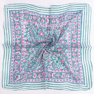 Foulard carré en coton à motif floral, multifonctionnel, décontracté, vintage, bohème, imprimé à la main, bandana, style rétro, doux et enveloppant - Product Image 6