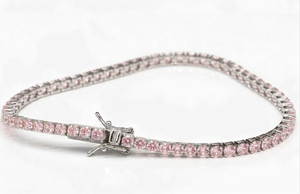 9KT <b>Solid</b> <b>Gold</b> Luxury Tennis Bracelet with Lab Grown Pink Sapphire for Engagement and Anniversary - Product Image 1