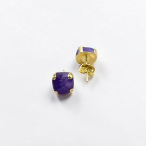 Wholesale Certified Purple Amethyst <b>Stud</b> Earrings for Women 14K Gold Plated Raw Birthstone Gemstone Minimalist Jewelry Gift - Product Image 2