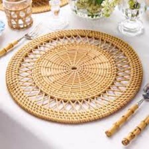 Assiette de présentation vintage 13 pouces en acier inoxydable écologique, design minimaliste en rotin, style bohème occidental pour mariage - Product Image 2