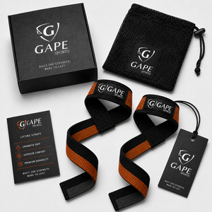 Sangles de levage GAPE SPORTS en nylon noir et orange avec fermeture Velcro réglables pour entraînement de force unisexe – Prix de gros, personnalisation OEM - Product Image 6