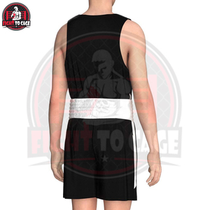 Ensemble de combat en satin extensible pour homme, mélange polyester/spandex de qualité supérieure, couleur personnalisée, débardeur et short de boxeur - Product Image 2