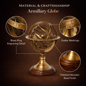 Globo Terráqueo Ejecutivo de Escritorio en Latón con Mapa Mundial Detallado |   Globo Terráqueo Educativo de Estilo Antiguo |   Escritorio de Oficina Premium y Decoración para el Hogar - Product Image 3