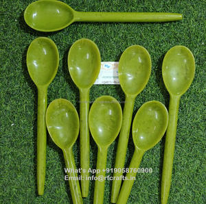 เครื่องใช้บนโต๊ะอาหารทำด้วยมือสุดหรูช้อนเสิร์ฟเครื่องครัวสำหรับงานแต่งงานแบบหมุนสีเขียวช้อนรับประทานอาหารและช้อนสลัด - Product Image 3