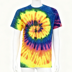 T-shirt en coton à col rond, style streetwear, vente en gros, mode masculine 2026, 100% coton, haute qualité, chemise tie-dye oversize pour homme - Product Image 1