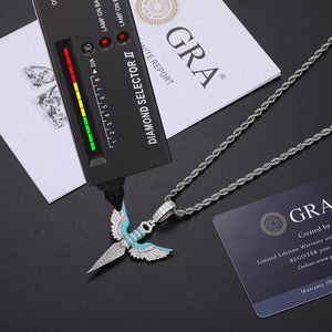 Colgante de Daga Alada con Incrustaciones de Turquesa y Diamantes de Moissanita, Joyería de Lujo en Forma de Espada, Chapado en Plata y Oro Rosa, Estilo Hiphop para Fiesta - Product Image 4