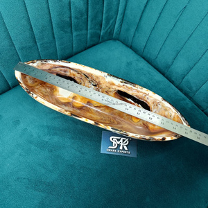 Bol décoratif en résine artisanale de qualité supérieure avec finition marbrée brillante pour centre de table et présentation élégante - Product Image 5