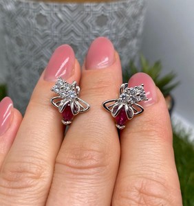 ต่างหูพลอยทับทิมธรรมชาติ 925 เงินสเตอร์ลิงทองทำด้วยมือเครื่องประดับชั้นดีกรกฎาคมหินประจำเดือนเกิดของผู้หญิงของขวัญขายส่ง - Product Image 4