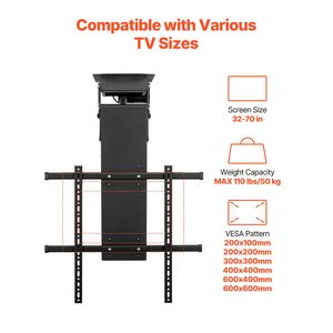 Supporto TV Elettrico Regolabile da Parete per TV da 32-70 Pollici, Supporto TV Motorizzato da Soffitto Ribaltabile, Dimensione Minima Compatibile 65 Pollici - Product Image 3