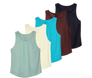 Men's <b>Black</b> Sleeveless O-Neck Knitted <b>Tank</b> <b>Top</b> Casual Style Breathable Solid Color - Product Image 3