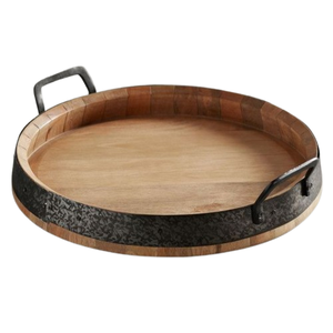 Bandeja de madera maciza con marquetería moderna al por mayor, plato de lujo con diseño geométrico de parquet para mesa de centro, otomana y desayuno - Product Image 2