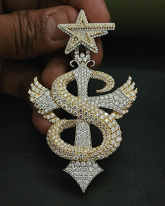 Colgante de moissanita estilo hip hop con nombre personalizado, de plata de ley 925, con incrustaciones de moissanita, para regalo. - Product Image 1