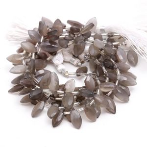 Cuentas facetadas de piedra lunar gris natural, cuentas de piedra lunar gris con perforación lateral, cuentas de piedras preciosas para la fabricación de joyería 7x12-8x13MM - Product Image 5