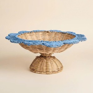 Plateau de service en rotin multi-usages, à bords festonnés, fait main, en osier, pour la cuisine, la table basse et la décoration intérieure - Product Image 1