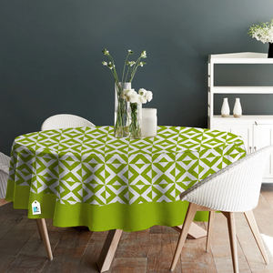 Nappe Ronde en Coton Pur Doux, Motif Floral Imprimé, Imperméable et Anti-Taches pour Table à Manger et Décoration de Cuisine - Product Image 1