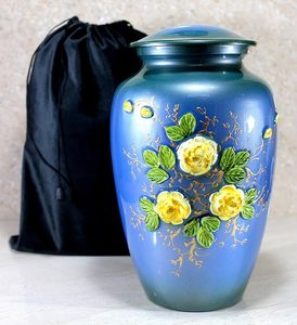 Elegante Urna de Cerámica Azul con Diseño Floral y Tapa, Recipiente Decorativo para Almacenamiento, para Uso Conmemorativo en el Hogar - Product Image 2
