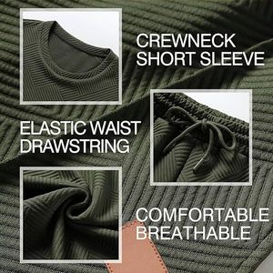 Ensemble de vêtements de sport pour hommes, t-shirt et short décontractés d'été, coupe ajustée, respirant, polyester/coton, OEM ODM MOQ disponible, haute qualité - Product Image 6