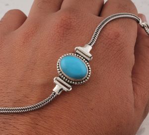 Bracelet en argent sterling 925 fait main avec turquoise pour le festival Rakhi Raksha Bandhan, marque Seaila, unisexe, serti clos, cadeau tendance - Product Image 4