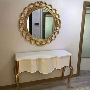 Victorian Design <b>Console</b> <b>Table</b> With Mirror Frame Antique Design Wooden Frame wooden Top Hallway Entryway Living Room Furniture - Product Image 1