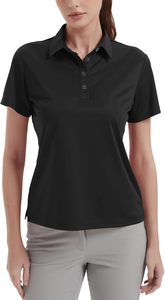 Polo de Manga Corta Azul Claro para Mujer, Tejido de Poliéster, Casual, Transpirable, Largo Regular, Color Sólido, OEM ODM, Superventas - Product Image 5