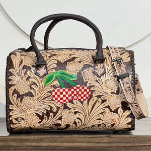 Sacs de voyage en cuir floral fait main, grand format, style western, sacs bandoulière, sacs de nuit, sacs Speedy – Prix usine en gros - Product Image 2