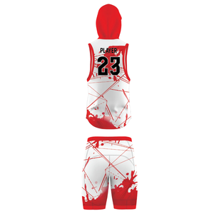 Ensemble de maillot sans manches à capuche et short ajusté pour football 7v7 pour garçons, impression par sublimation, nom et numéro de joueur personnalisés - Product Image 2