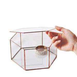 Indian Supplier Vintage Shape Gold Copper & <b>Glass</b> Stained <b>Glass</b> Geometric Storage <b>Box</b> Wedding Keepsake - Product Image 1