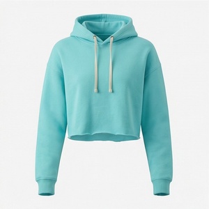 Sudadera con Capucha Extra Grande de Algodón de Calidad, Top Corto de Manga Larga, Logotipo Personalizado Bordado, Ropa Casual de Invierno Tejida - Product Image 1