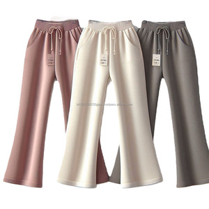 Pantalones de Chándal de Pierna Ancha para Mujer Joggers de Corte Holgado y Bajo Abierto de Cintura Alta Tejidos en Algodón Ropa Deportiva Ropa de Ocio y para Dormir - Product Image 2