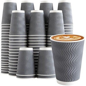 แก้วกาแฟกระดาษลูกฟูกขนาด 8 ออนซ์ แก้วเครื่องดื่มร้อนแบบใช้แล้วทิ้ง สำหรับร้านกาแฟ ร้านอาหาร แก้วกระดาษสีแดง ดำ น้ำตาล สำหรับซื้อกลับบ้าน - Product Image 5
