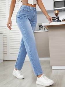 Best Selling High Waist Stretch Pencil <b>Pants</b> for Plus Size Adults Women's Casual Solid Style Thin Fit Jeans Export From BD - Product Image 4
