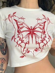 Camisetas cortas personalizadas, camisetas cortas básicas sexys para mujer, camisetas cortas de manga larga con servicio personalizado OEM ODM, camisetas cortas para mujer - Product Image 4