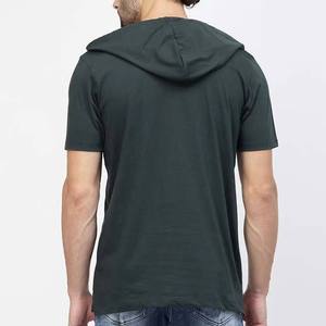 เสื้อยืดแขนสั้นมีฮู้ดสีเขียวเข้มสำหรับผู้ชาย ผ้าฝ้ายถัก สวมใส่สบาย สีพื้น ระบายอากาศได้ดี เหมาะสำหรับฤดูร้อน ทรงปกติ - Product Image 6