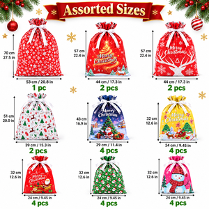Sacs cadeaux de Noël réutilisables, sacs d'emballage pour cadeaux de fêtes, sacs à friandises du Père Noël pour la décoration de cadeaux de fête de Noël - Product Image 4